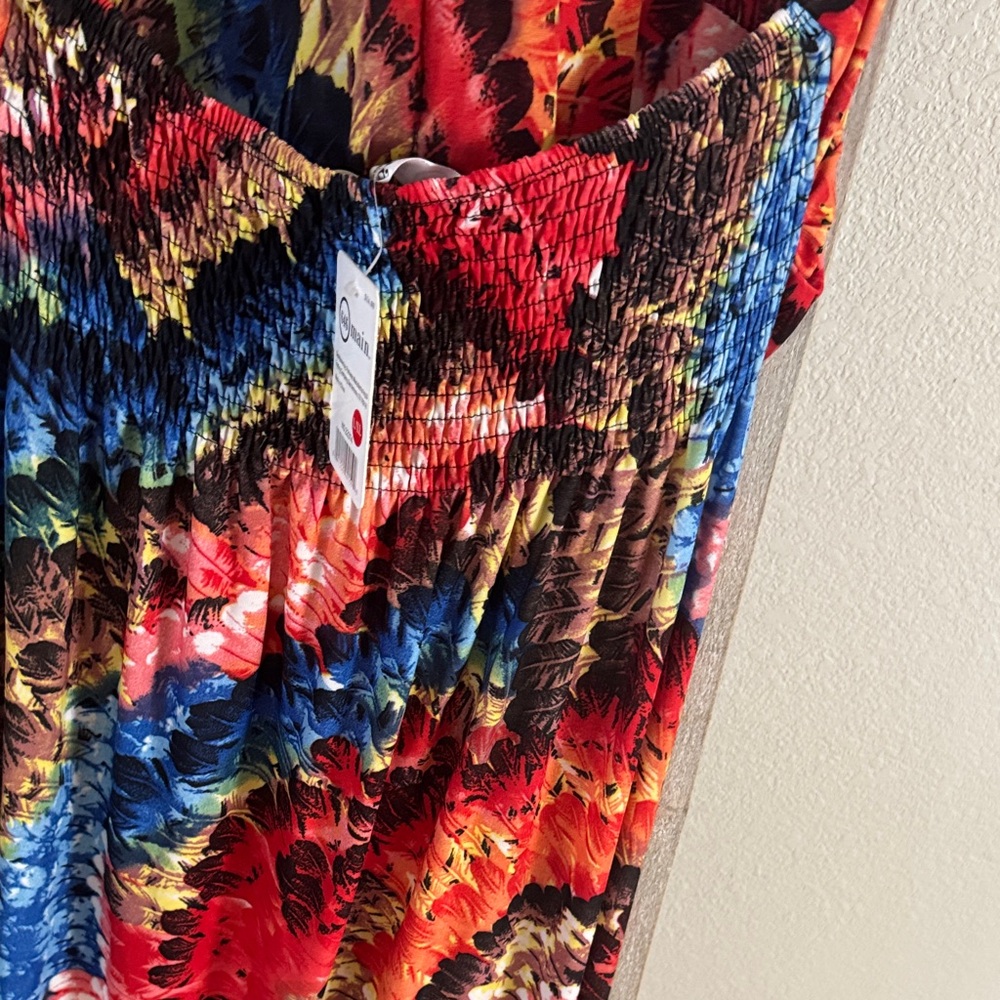 646 Main Colorful Halter Pull Over Maxi Dress Size L/XL - Picture 4 of 8